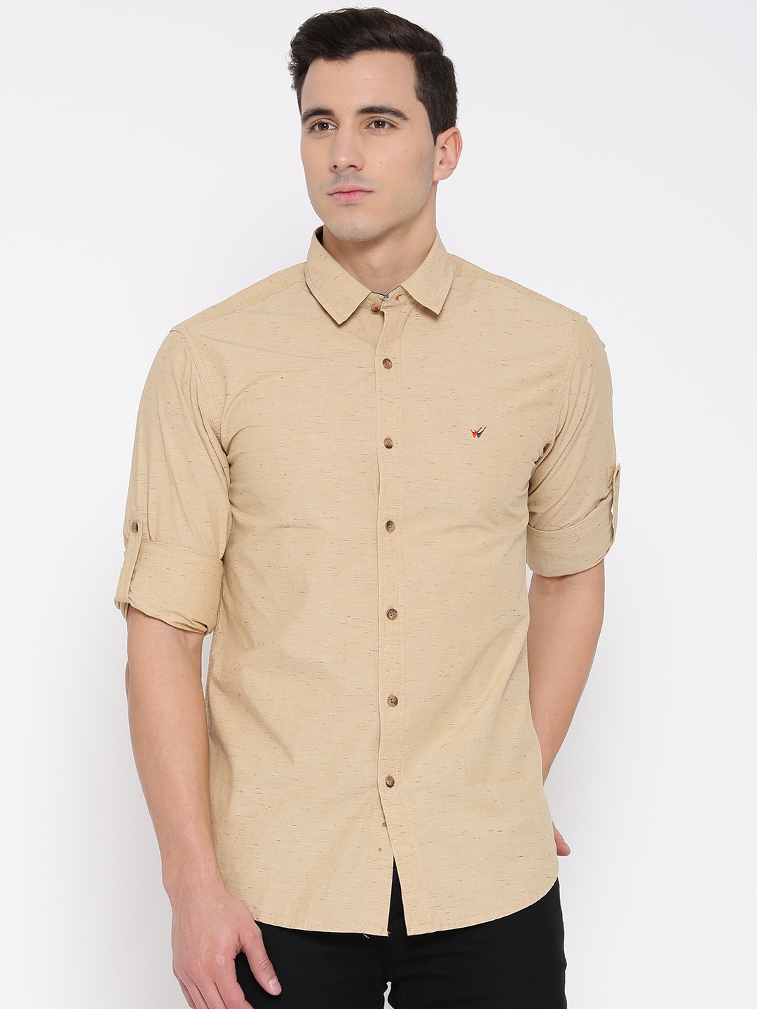 Wills Lifestyle Sport Khaki Slim Fit Casual Shirt