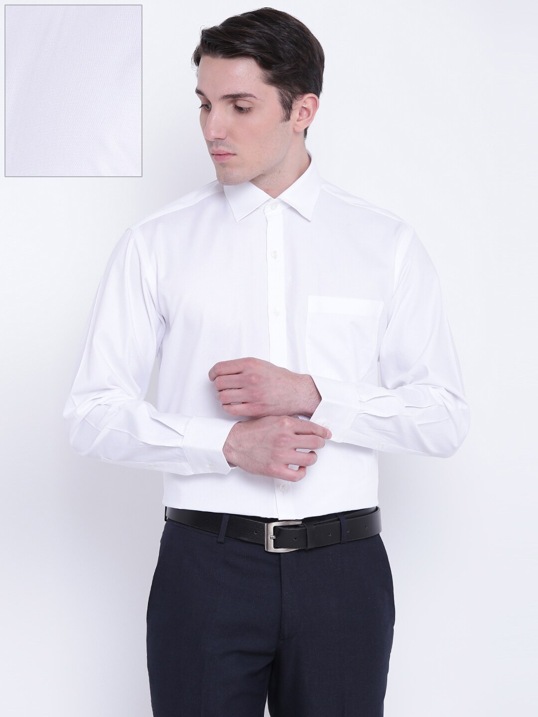 Wills Lifestyle Men White Regular Fit Solid Formal Shirt