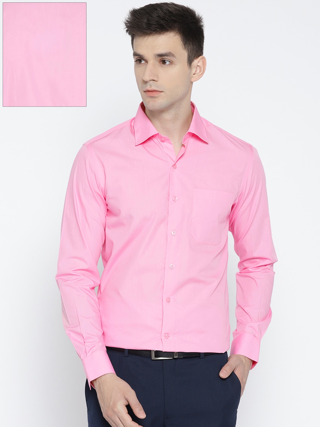 Wills Lifestyle Men Pink Slim Fit Solid Formal Shirt