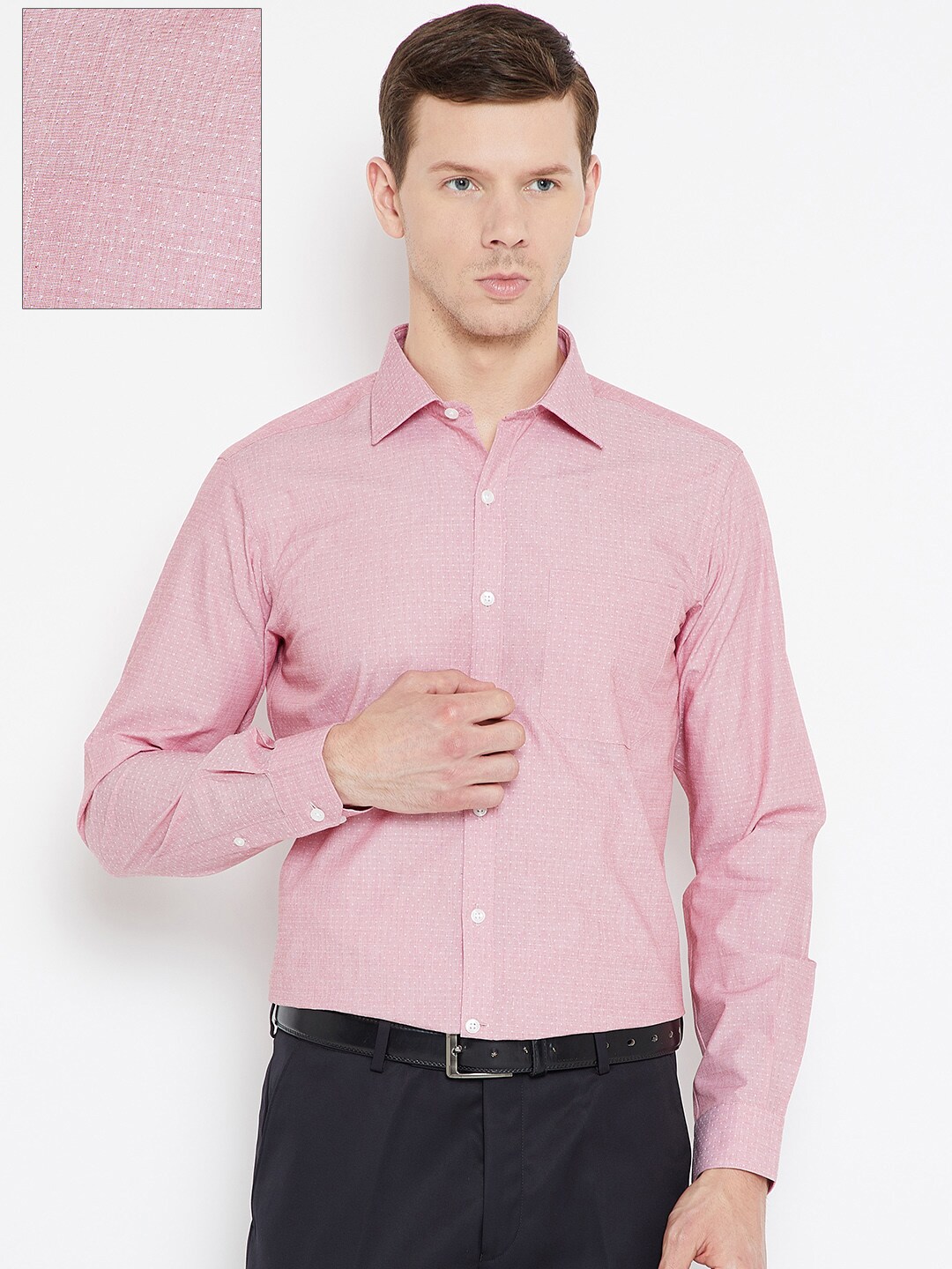 Wills Lifestyle Men Pink Slim Fit Self Design Formal Shirt