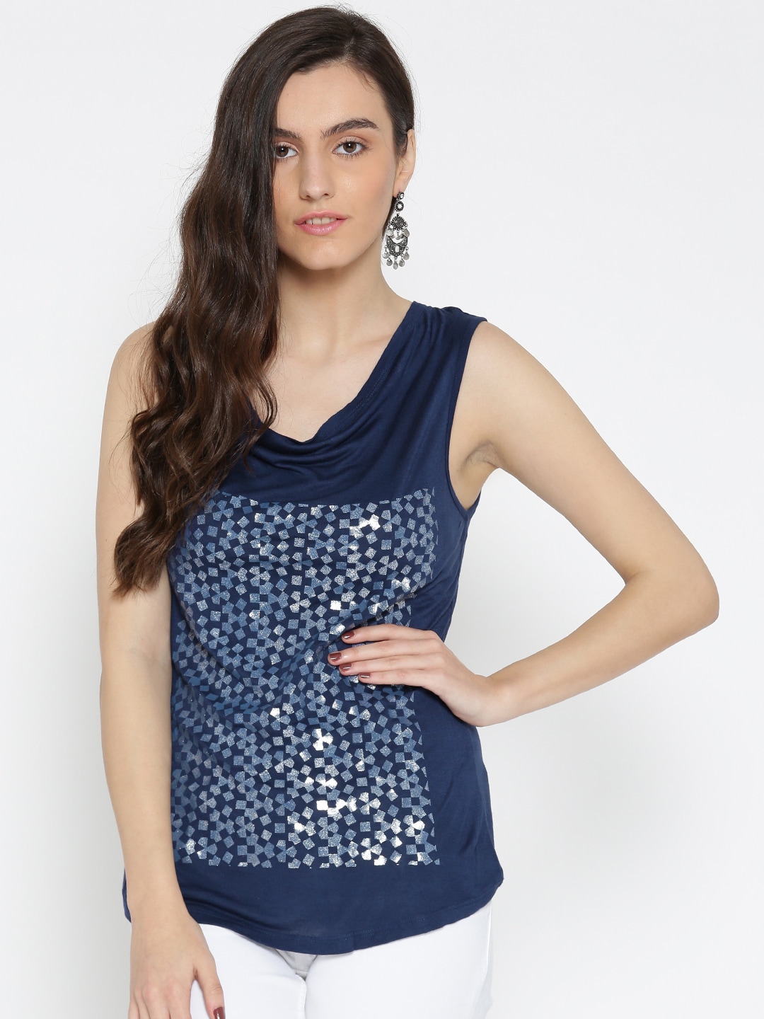 Wills Lifestyle Women Blue Printed Top