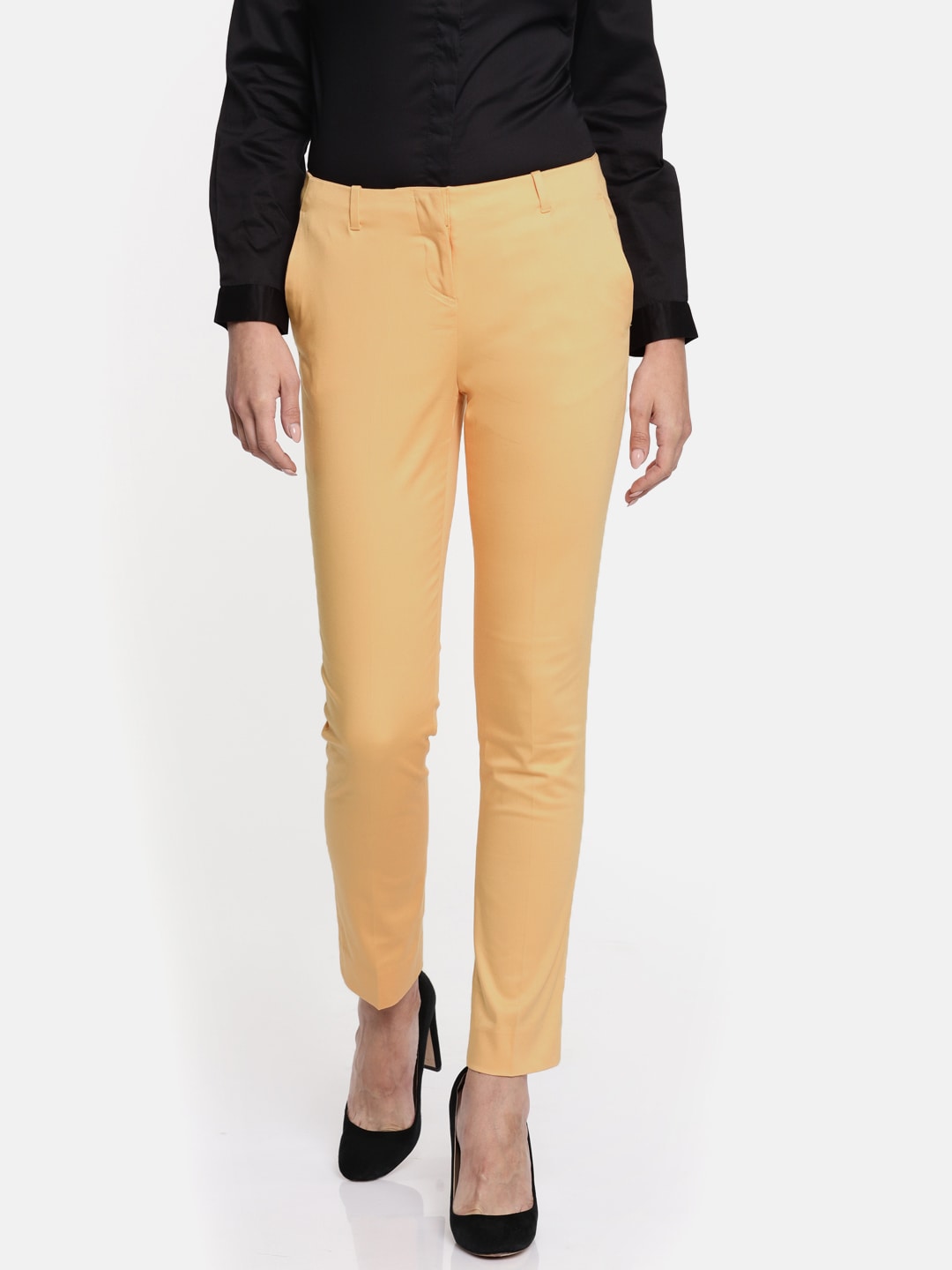 Wills Lifestyle Women Peach-Coloured Slim Fit Trousers