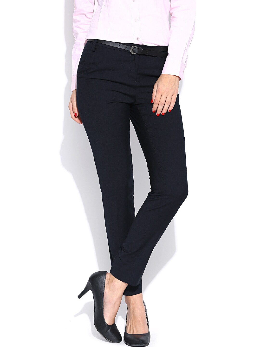 Wills Lifestyle Black Slim Fit Formal Trousers