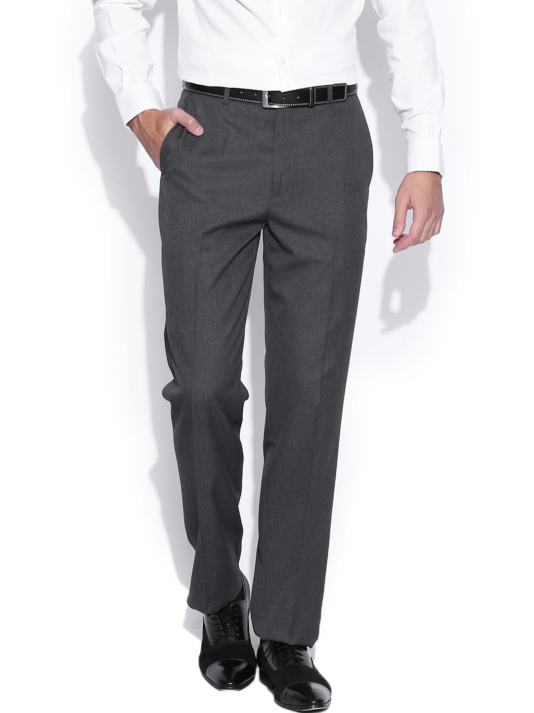 Wills Lifestyle Grey Formal Trousers