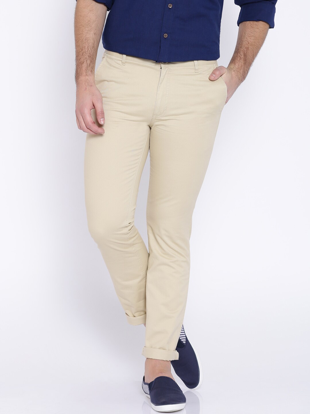 Wills Lifestyle Sport Beige Slim Chino Trousers