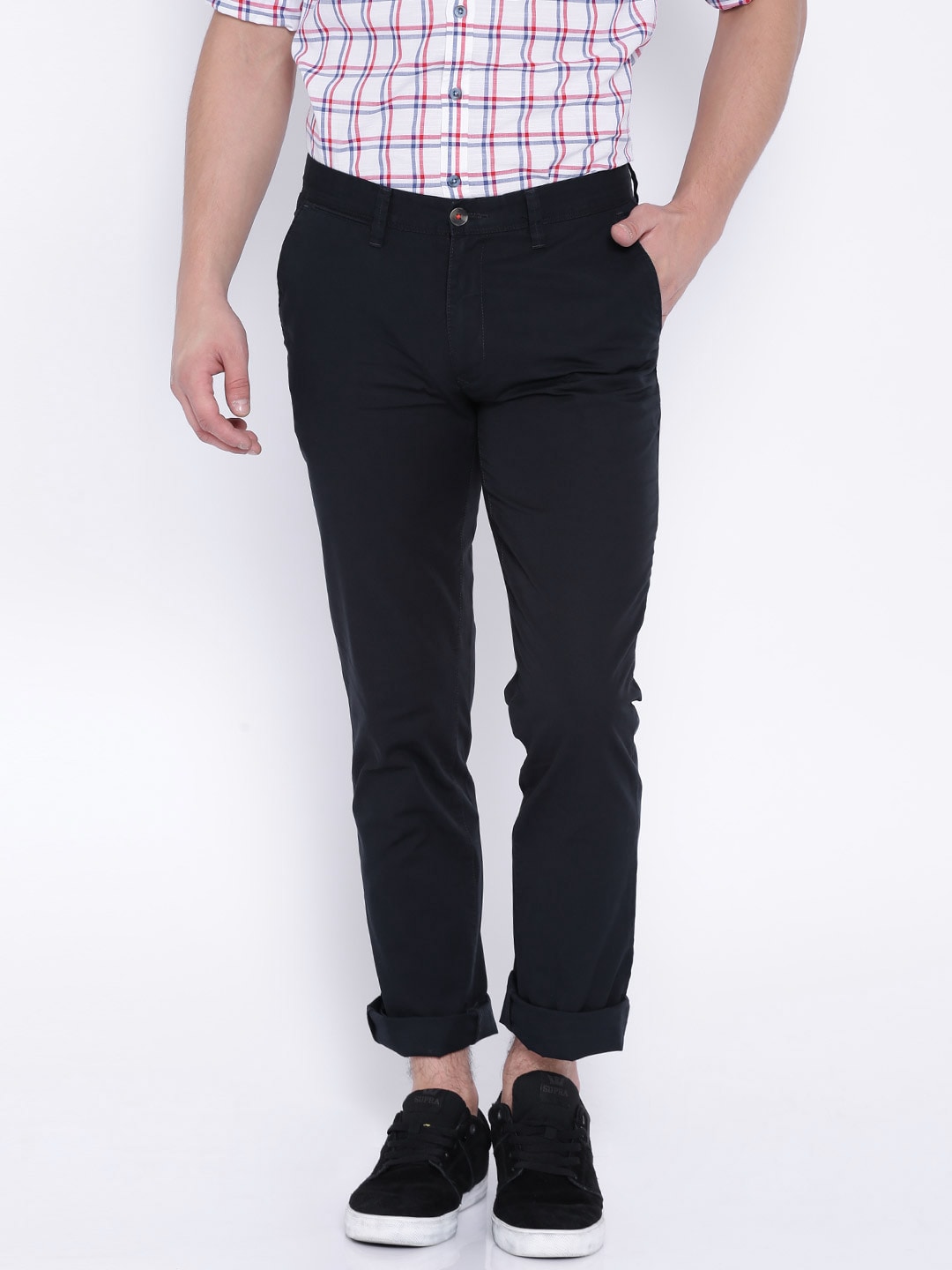 Wills Lifestyle Black Slim Fit Trousers