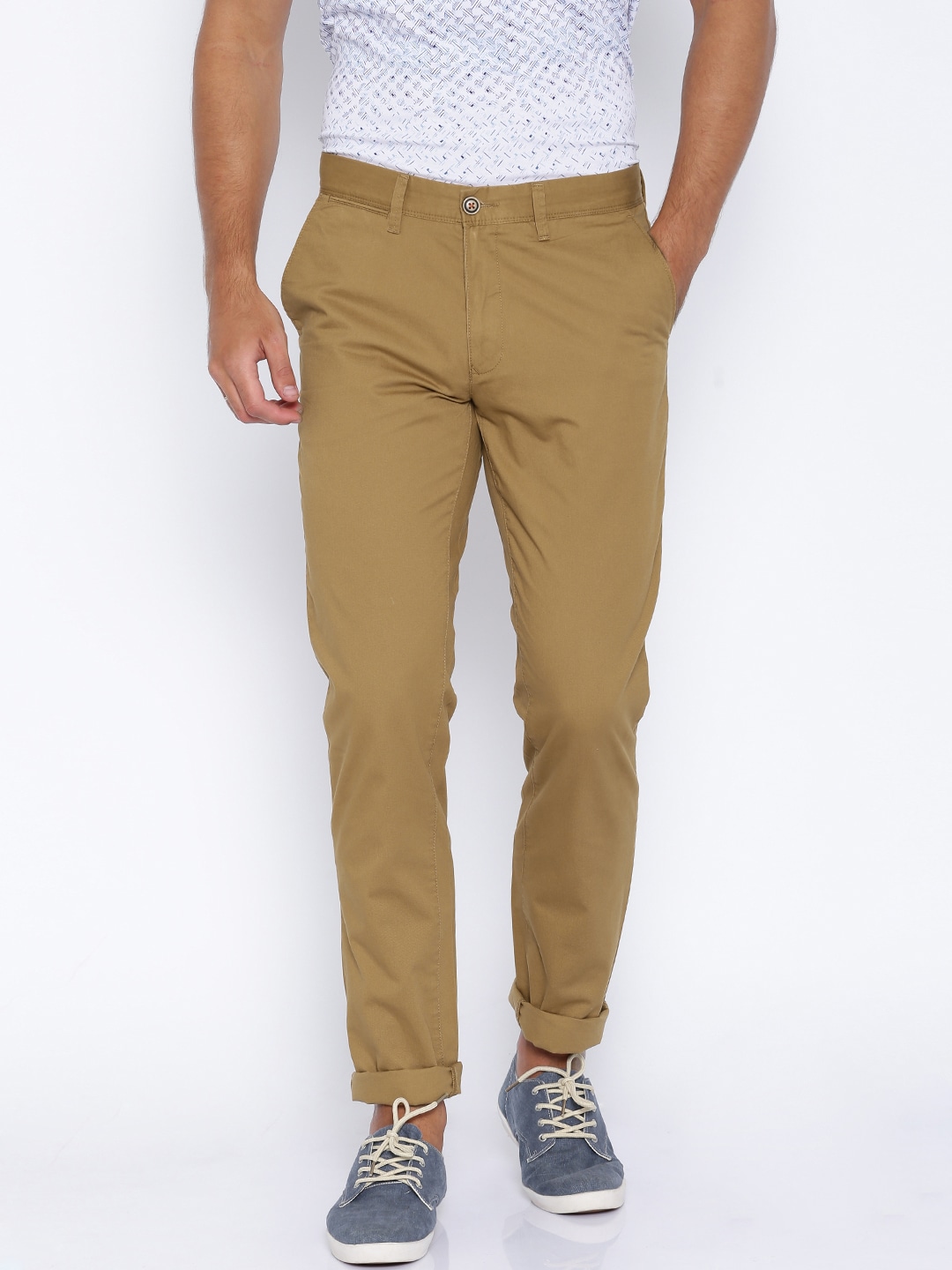 Wills Lifestyle Brown Slim Fit Chino Trousers