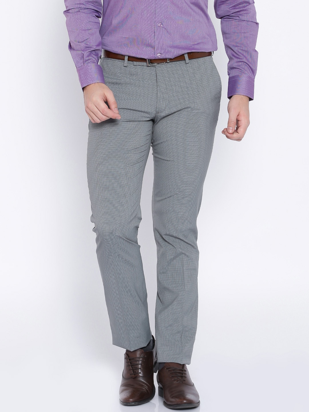 Wills Lifestyle Classic Grey Skinny Formal Trousers