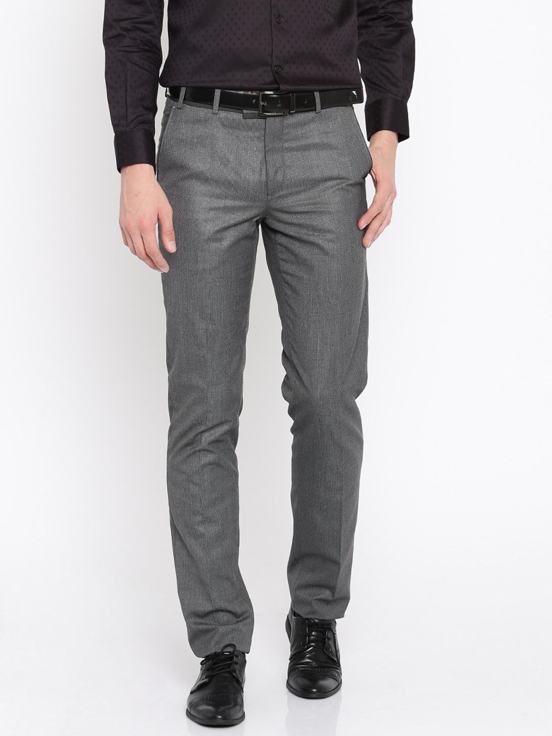 Wills Lifestyle Grey Skinny Fit Formal Trousers