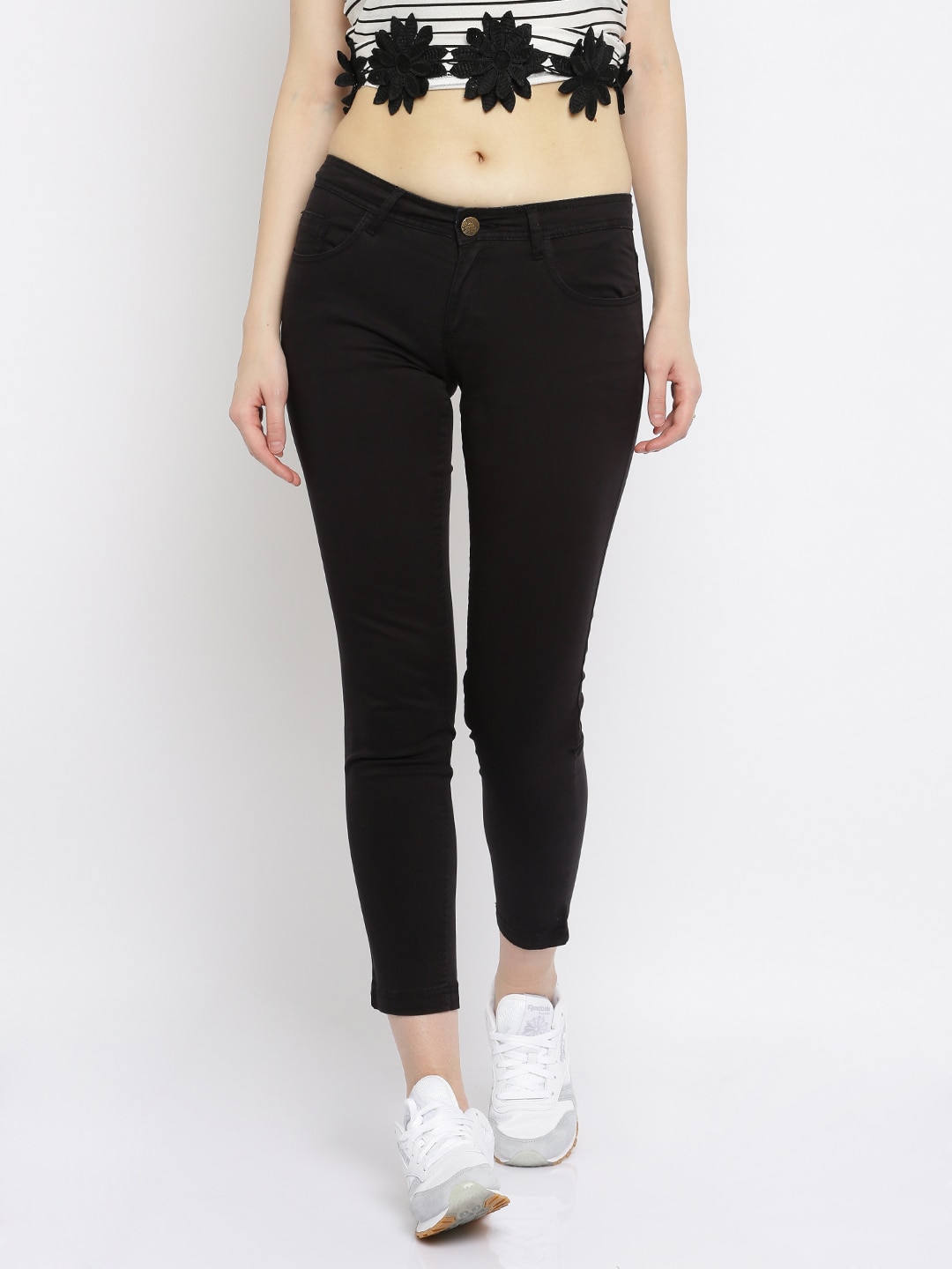 Wills Lifestyle Women Black Slim Fit Chino Trousers