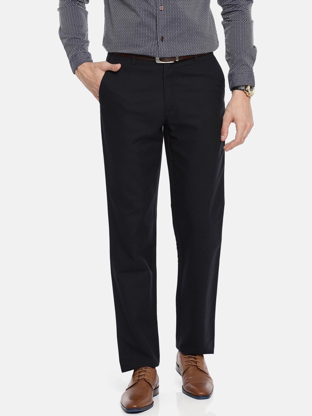 Wills Lifestyle Men Navy Formal Trousers