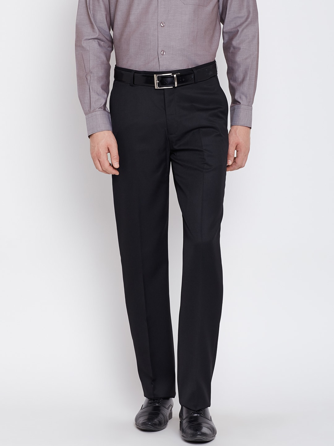 Wills Lifestyle Men Black Formal Trousers