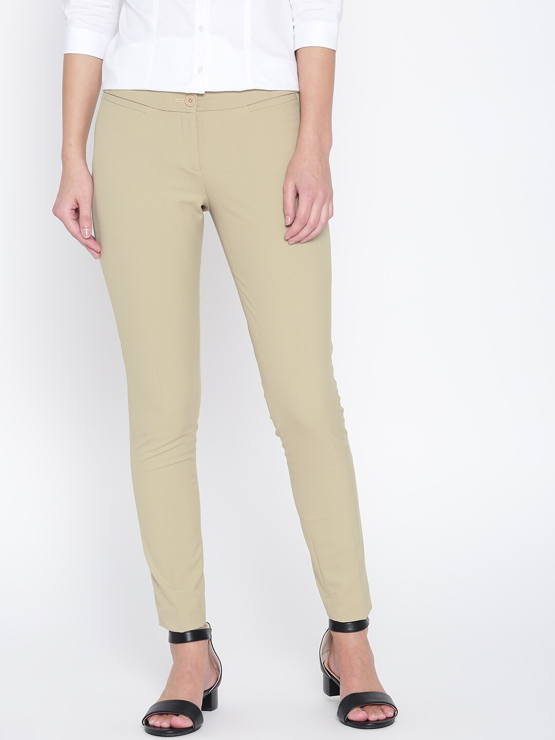 Buy Beige Slim Fit Formal Trousers For Women online  Looksgudin