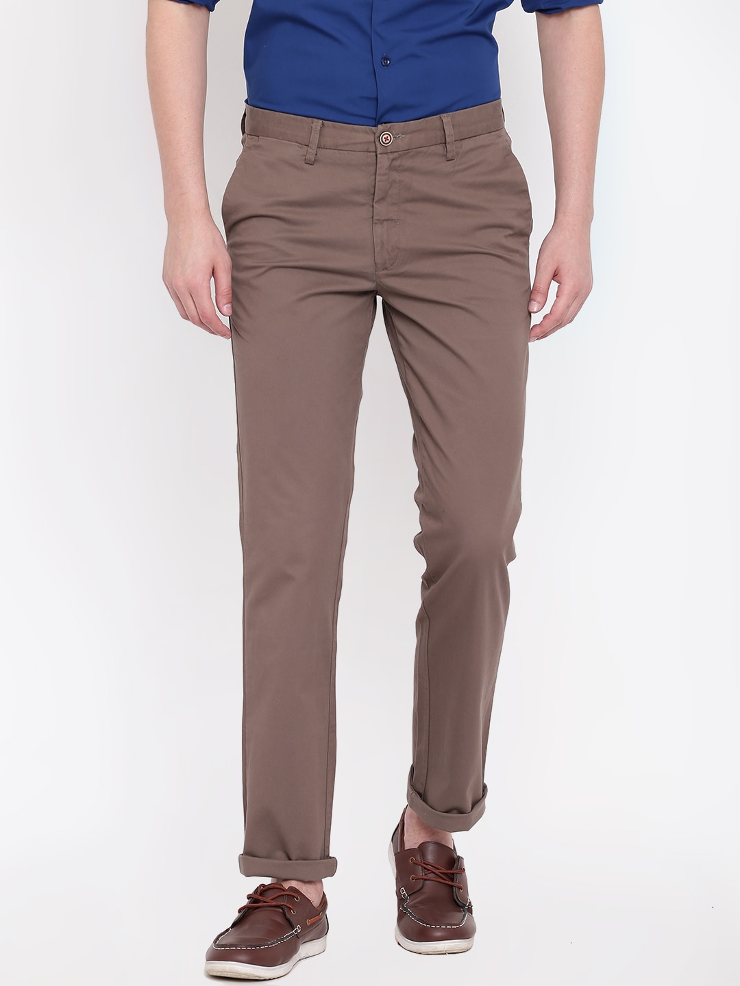 Wills Lifestyle Men Brown Slim Fit Solid Chinos