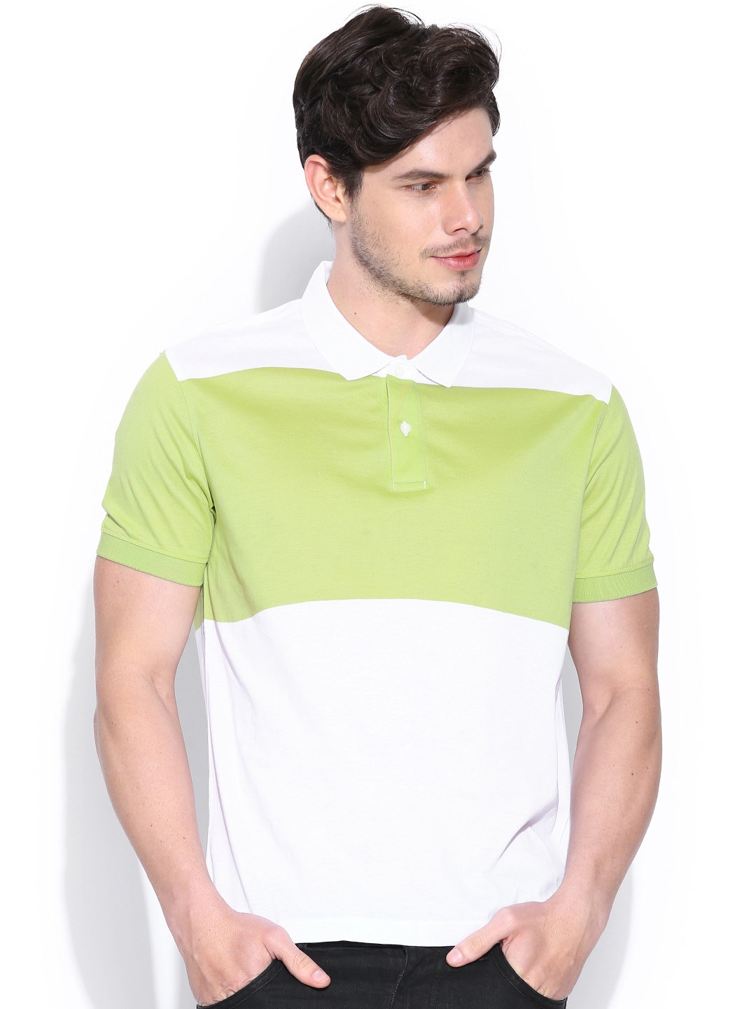 Wills Classic by Will Lifestyle Green  White Polo T-shirt