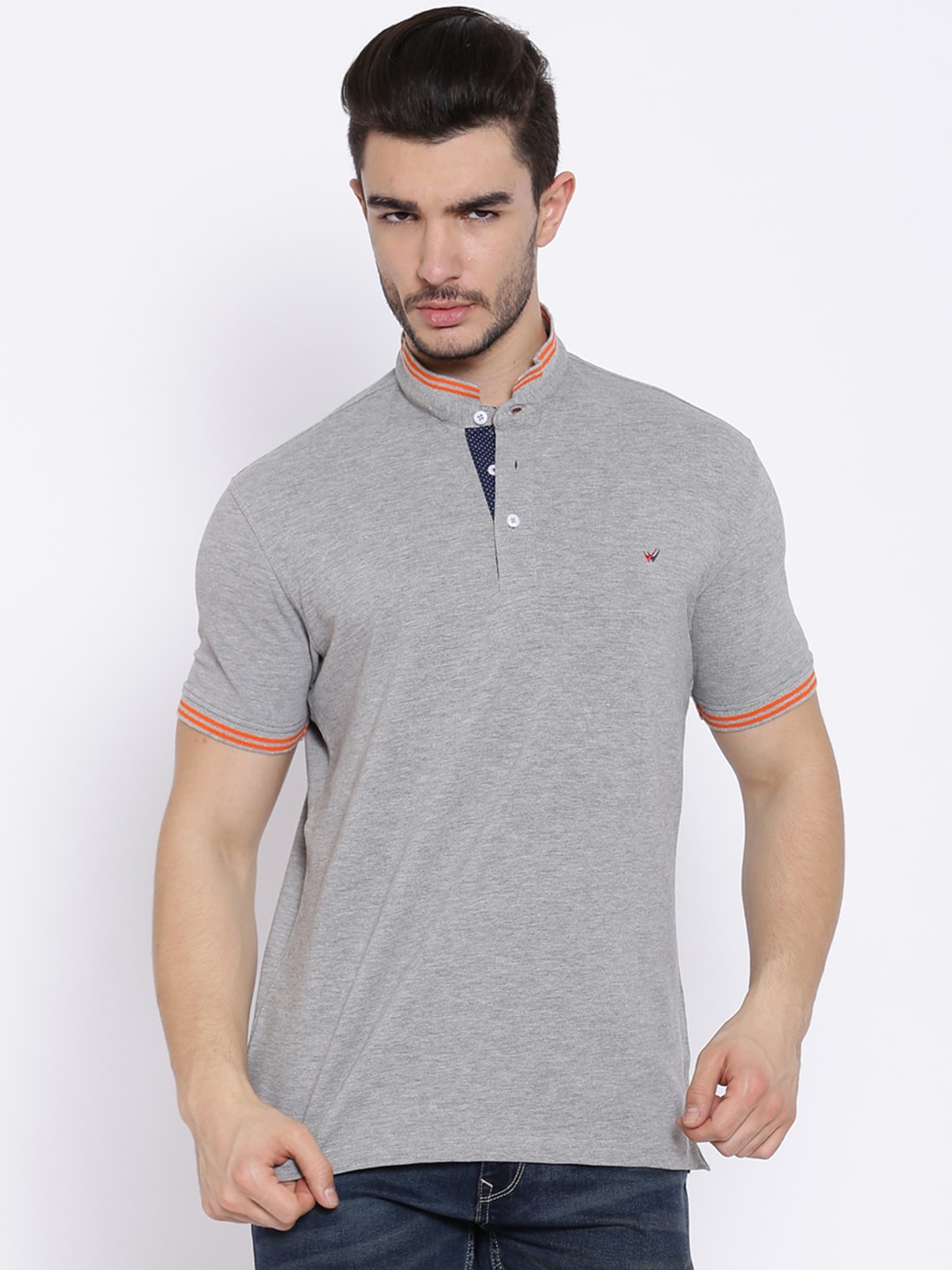 Wills Lifestyle Sport Grey Melange Slim T-shirt