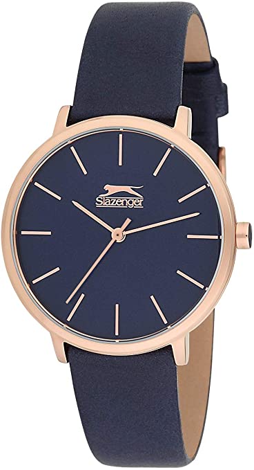 Slazenger Women's Analog Display Blue Dial Blue Leather Strap