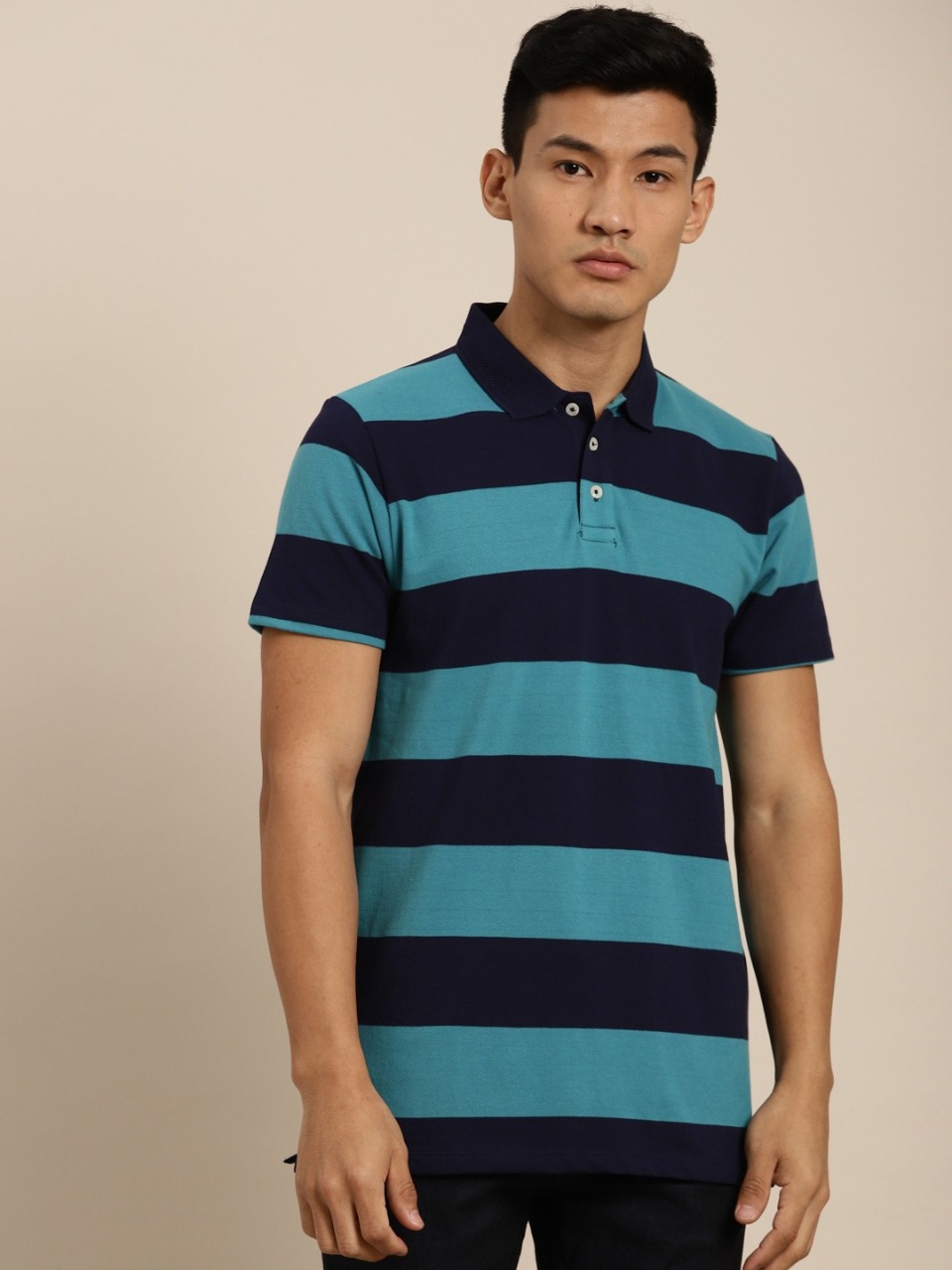 INVICTUS Men Striped Polo Collar T-shirt