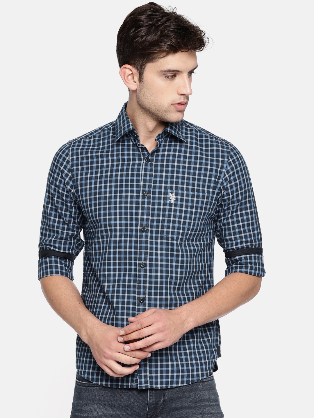 U.S. Polo Assn. Men Tailored Fit Checked Casual Shirt