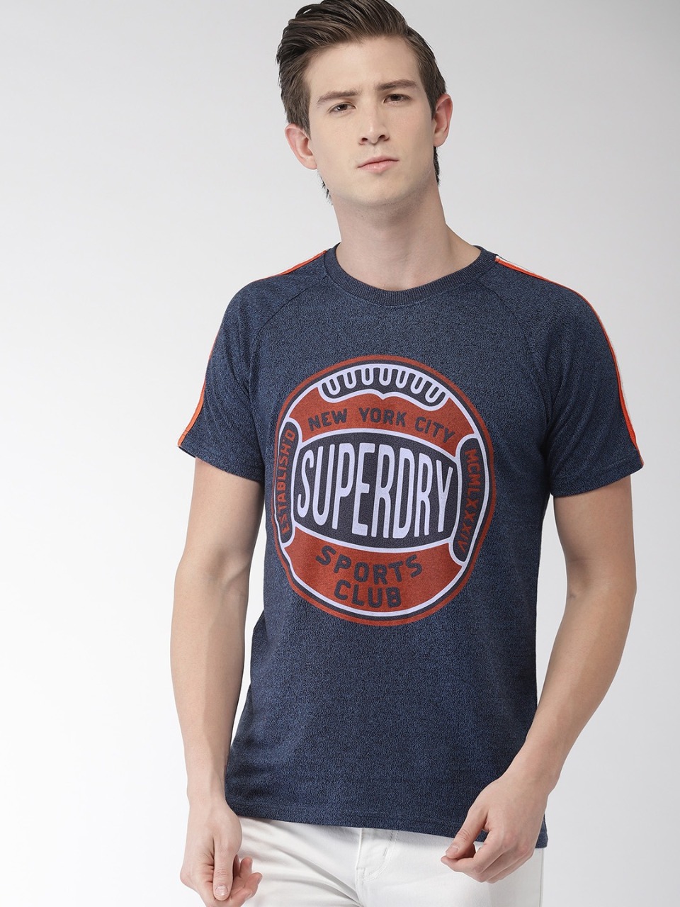 Superdry Men Navy Blue Printed Round Neck T-shirt