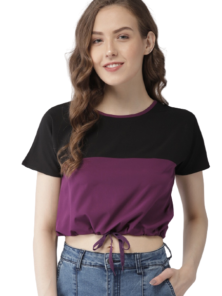 Mast & Harbour Women Color blocked Boxy Top