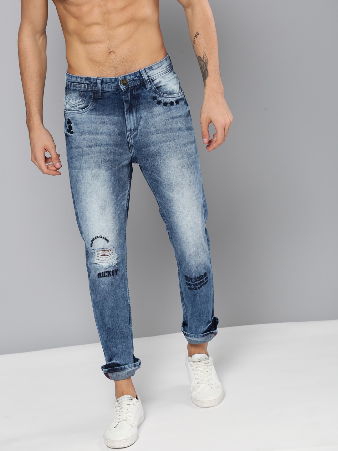 Kook N Keech Disney Men Regular Fit Mid-Rise Mildly Distressed Jeans