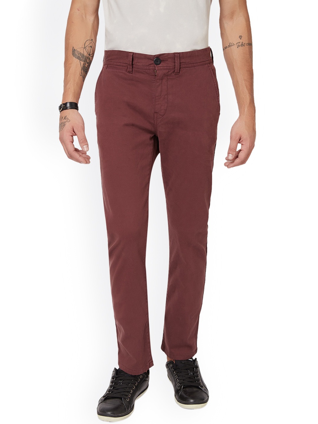 Buy Breakbounce Grey Slim Casual Trousers - Trousers for Men 1207967 |  Myntra