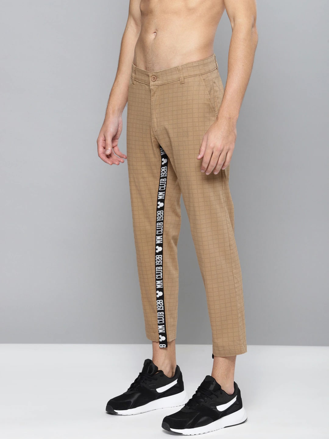 Kook N Keech Disney Men Tapered Fit Checked Regular Trousers