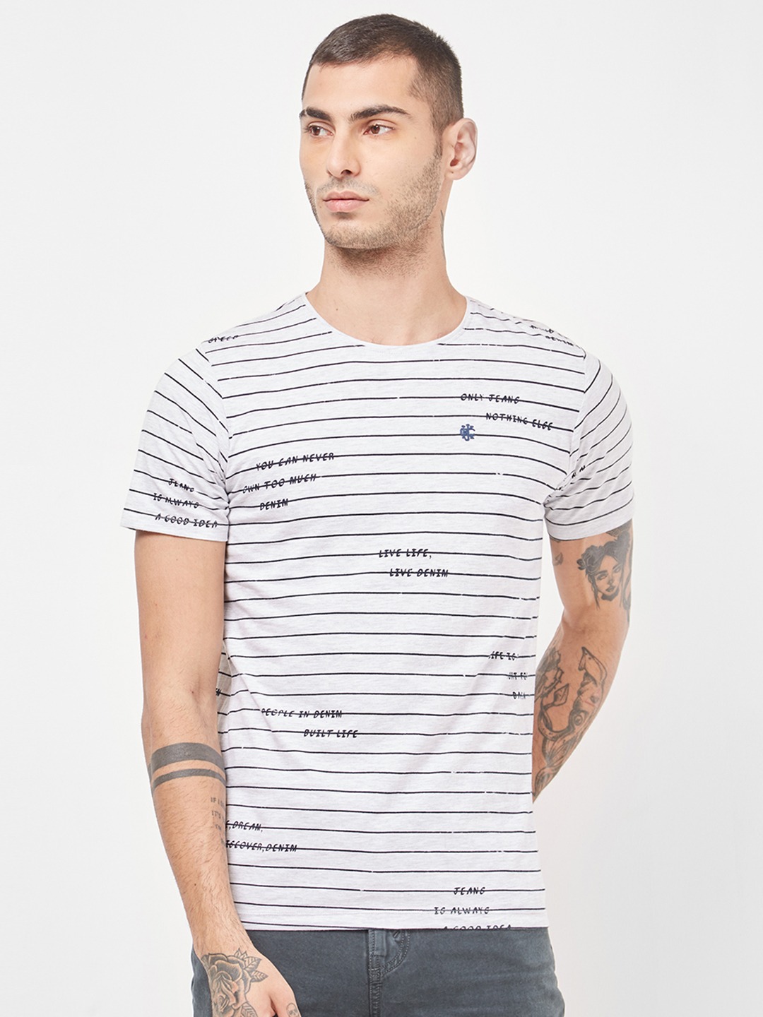 Killer Men Striped Round Neck Slim Fit T-shirt