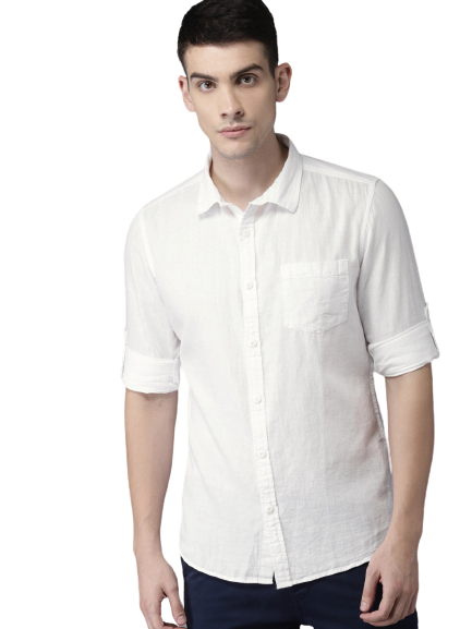 HERE&NOW Men Slim Fit Solid Casual Shirt