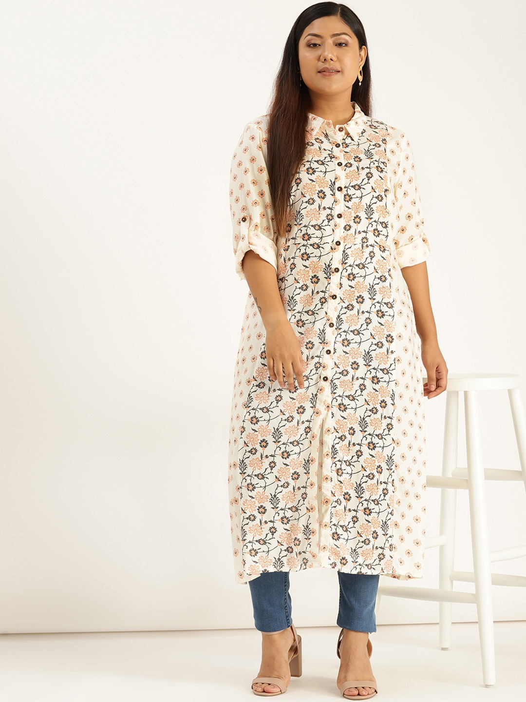 Sztori Plus Size WomeN Printed A-Line Kurta