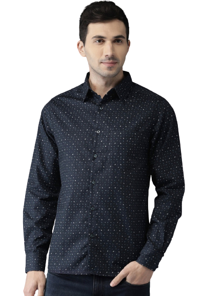 Anouk Men Navy Blue Regular Fit Printed Casual Shirt