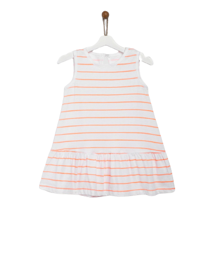 YK Girls Striped Drop-Waist Dress