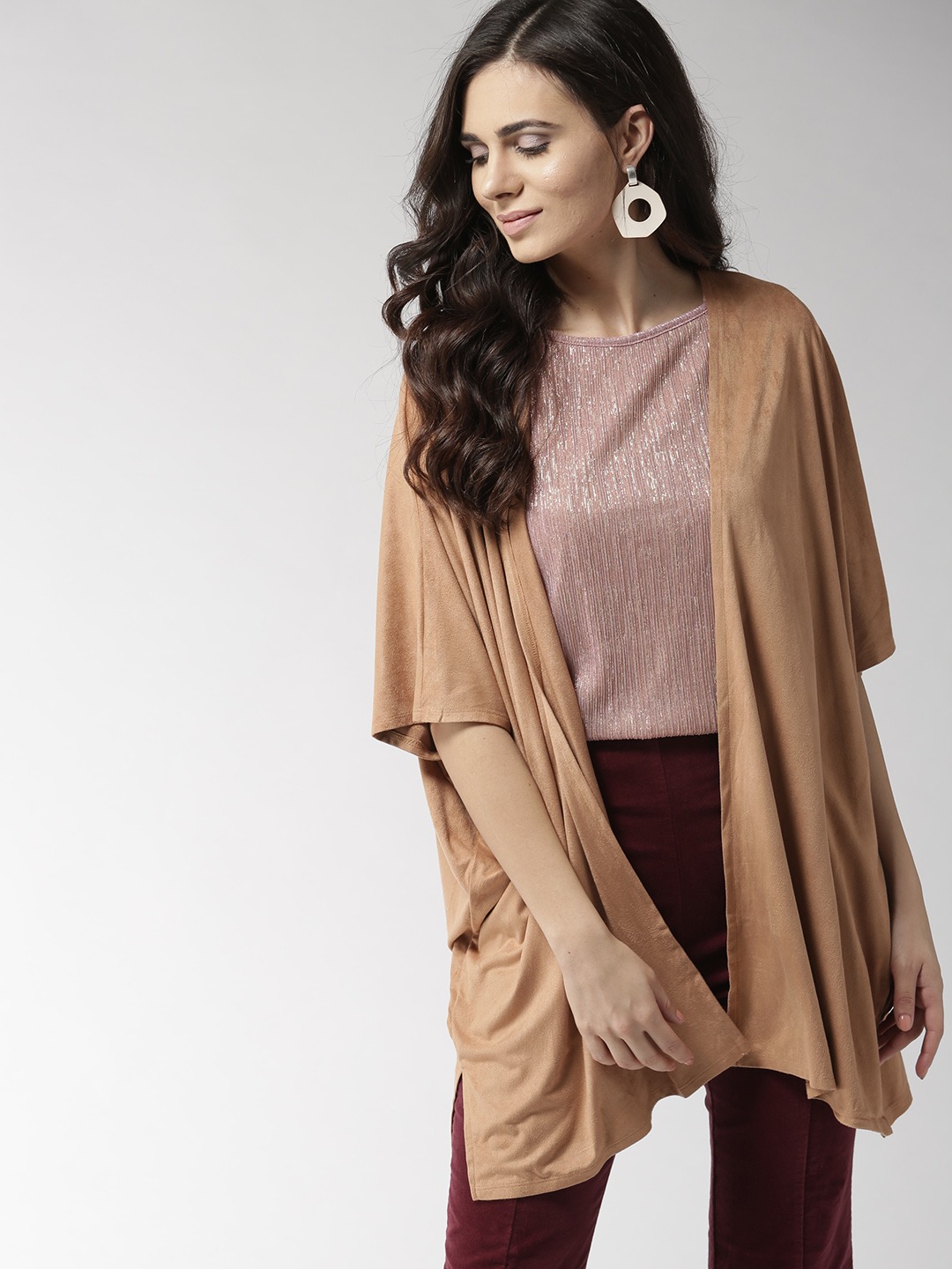 FOREVER 21 Solid Suede Finish Open Front Shrug