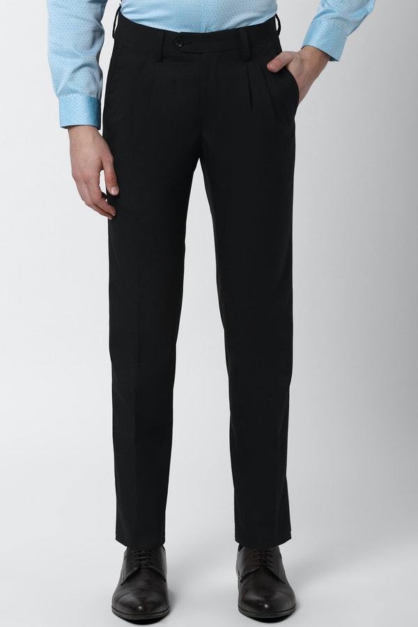 Peter England Black Formal Trousers