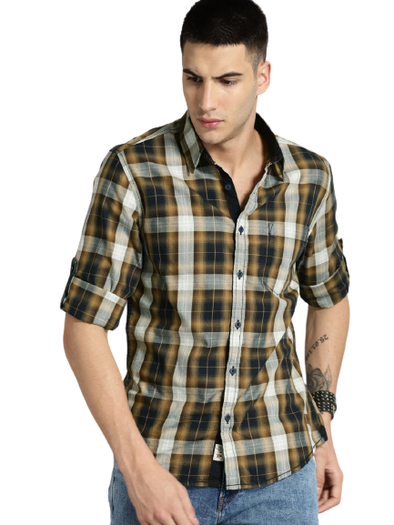 Roadster Time Travlr Men Regular Fit Checked Casual Shirt