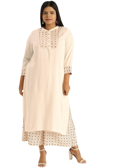 Sztori Plus Size Women Yoke Design Kurta with Palazzos