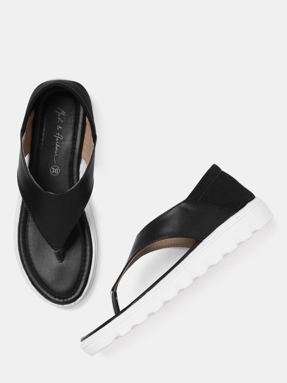 Mast & Harbour Women Black Solid Flats