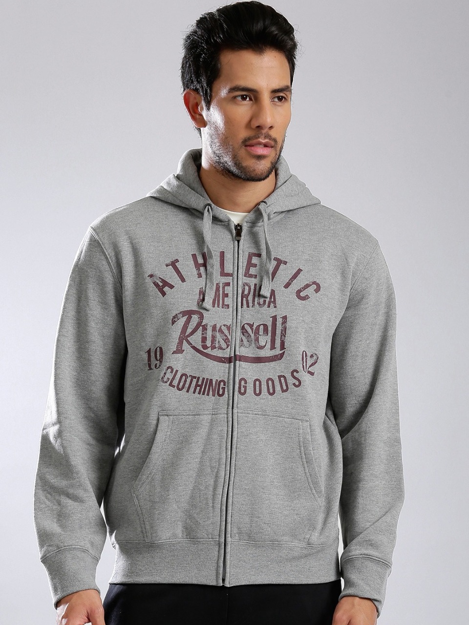 Russell Athletic Melange Printed Hooded Sweatshirt