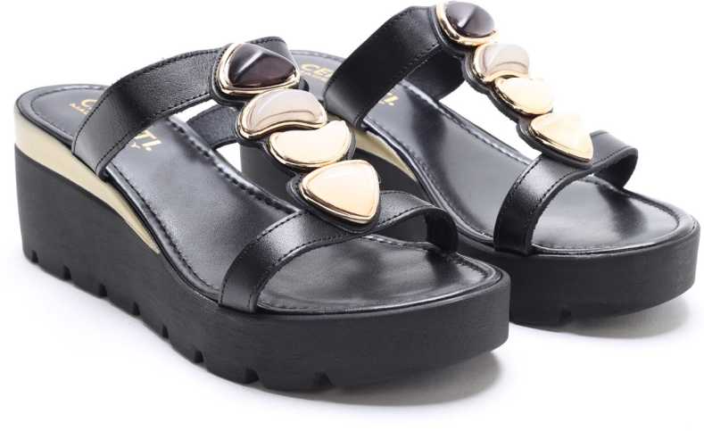 Cerutti Women Black Wedges Sandal