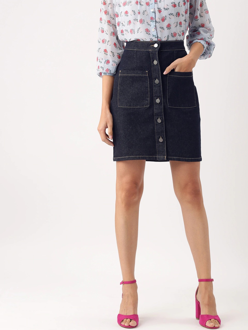 DressBerry Women Straight Denim Skirt