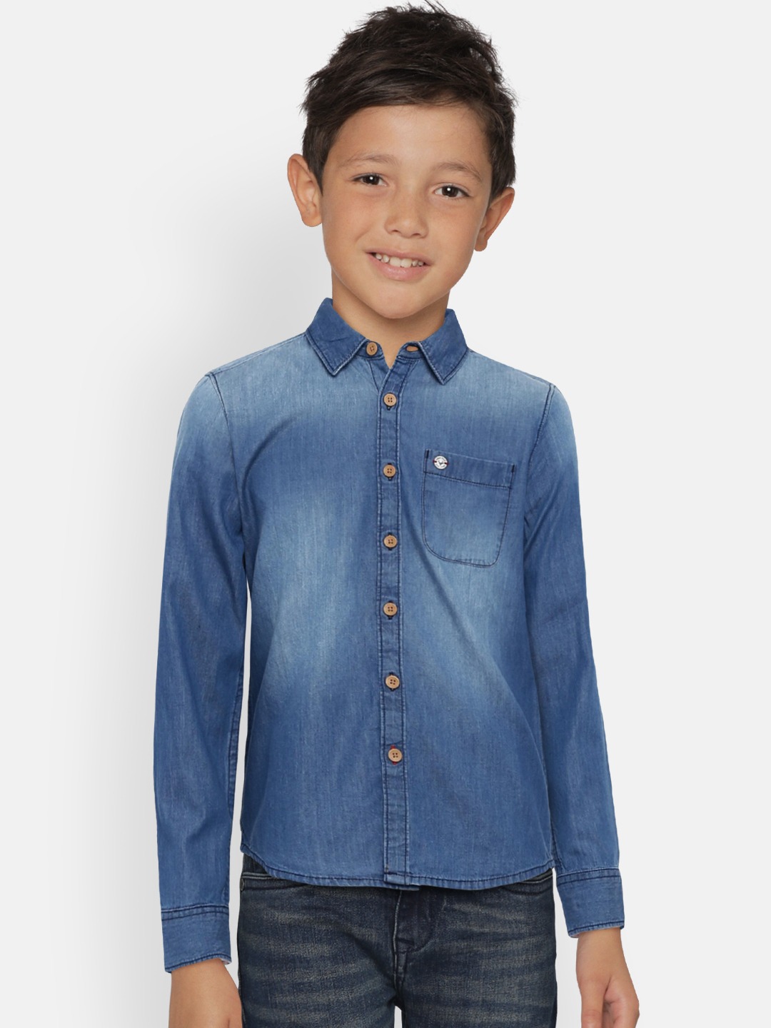 Allen Solly Junior Boys Regular Fit Washed Denim Shirt