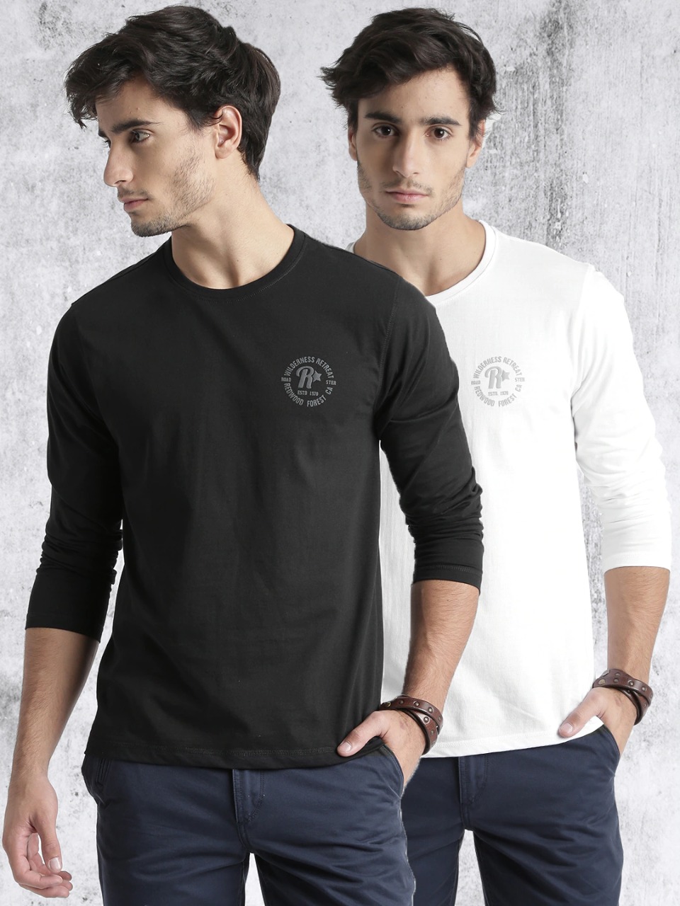 Roadster Men Pack of 2 Round Neck T-shirts