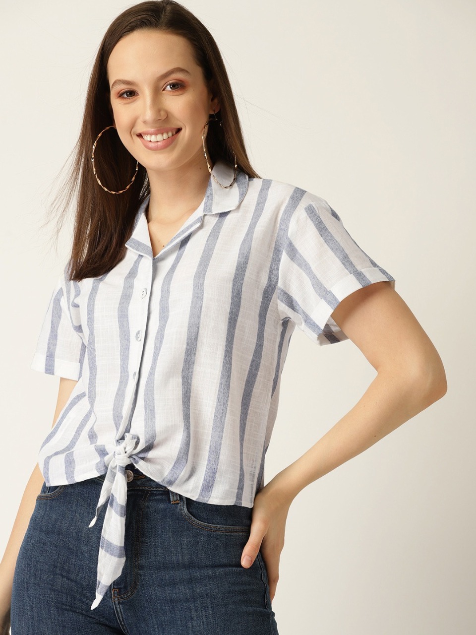 MANGO Women Regular Fit Striped Casual Shirt