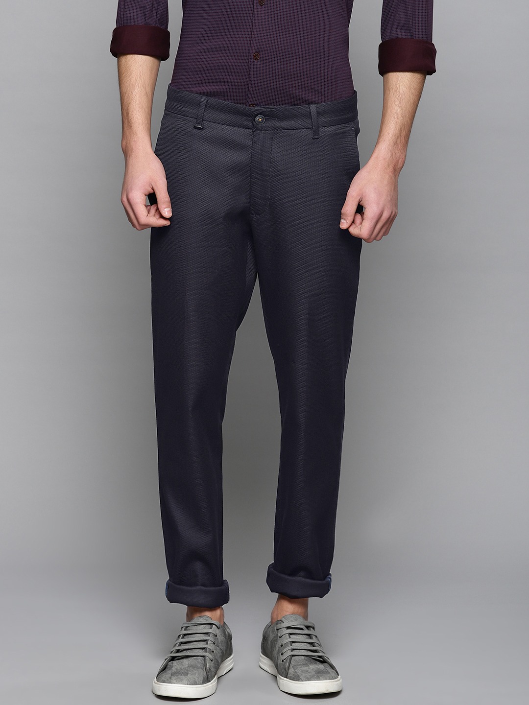 Louis Philippe Sport Men Slim Fit Self Design Regular Trousers