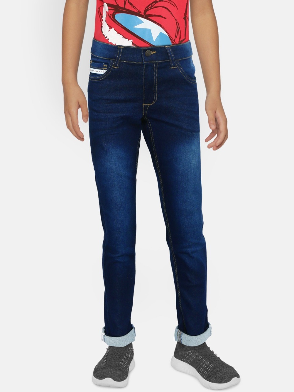 COOL CLUB Boys  Comfort Fit Mid-Rise Clean Look Stretchable Jeans