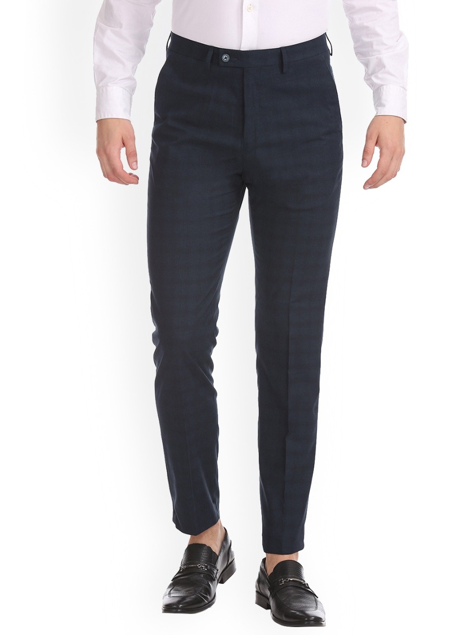  Arrow New York Men  Tapered Fit Checked Regular Trousers