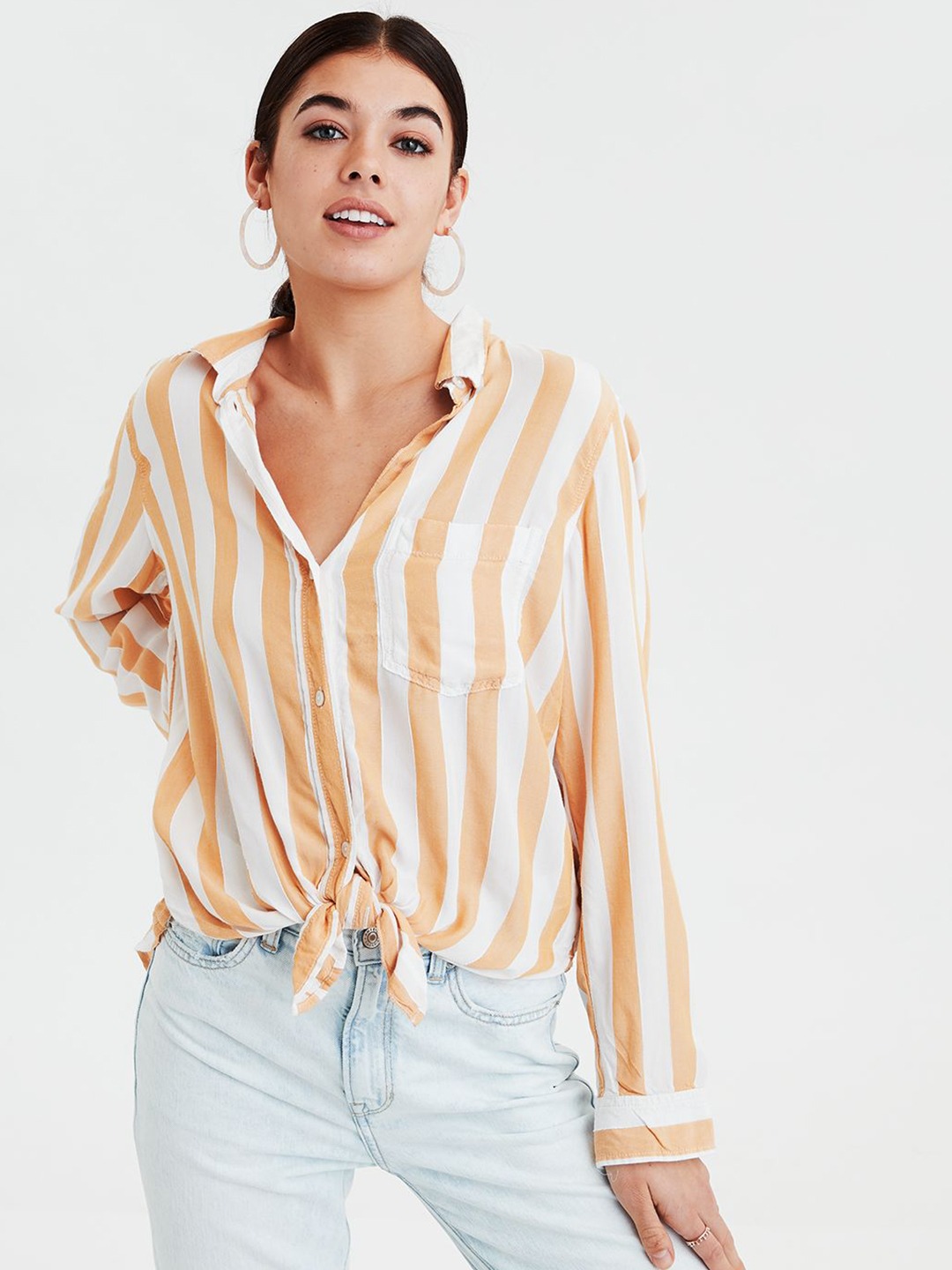 AMERICAN EAGLE OUTFITTERS Women Regular Fit Striped Casual Shirt