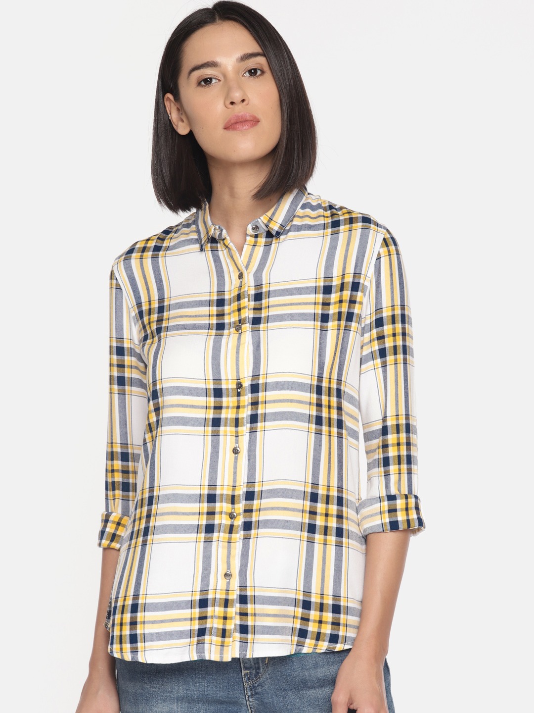 Lee Women Regular Fit Checked Casual Shirt