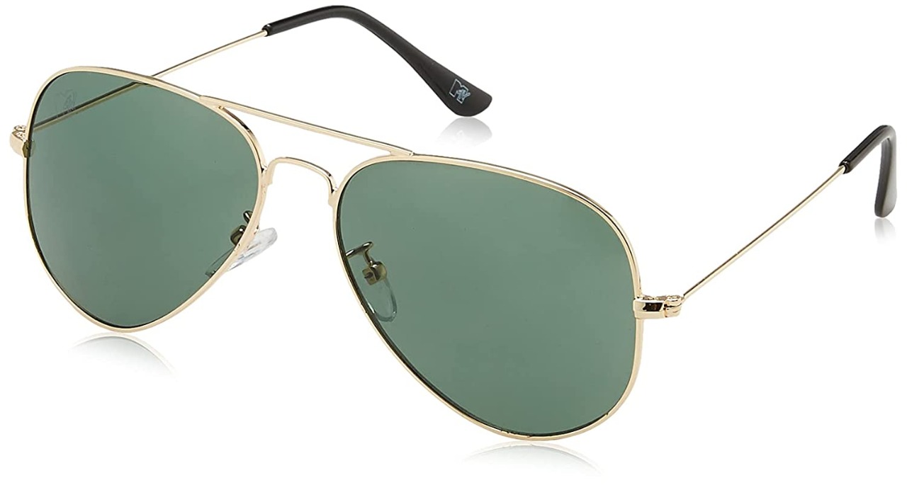 MTV Men-Women Aviator Sunglasses Gold Frame Green Lens Medium